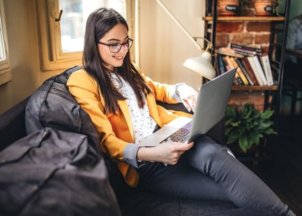 College student working at her desk