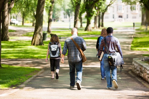 College Students Walking on Campus