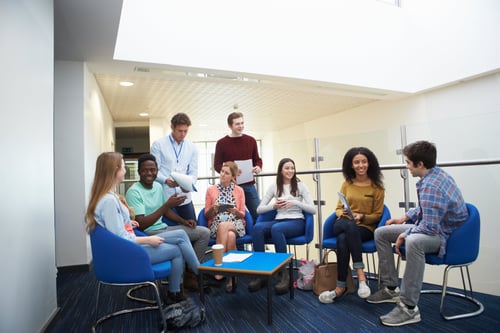 Student leaders on campus having a meeting